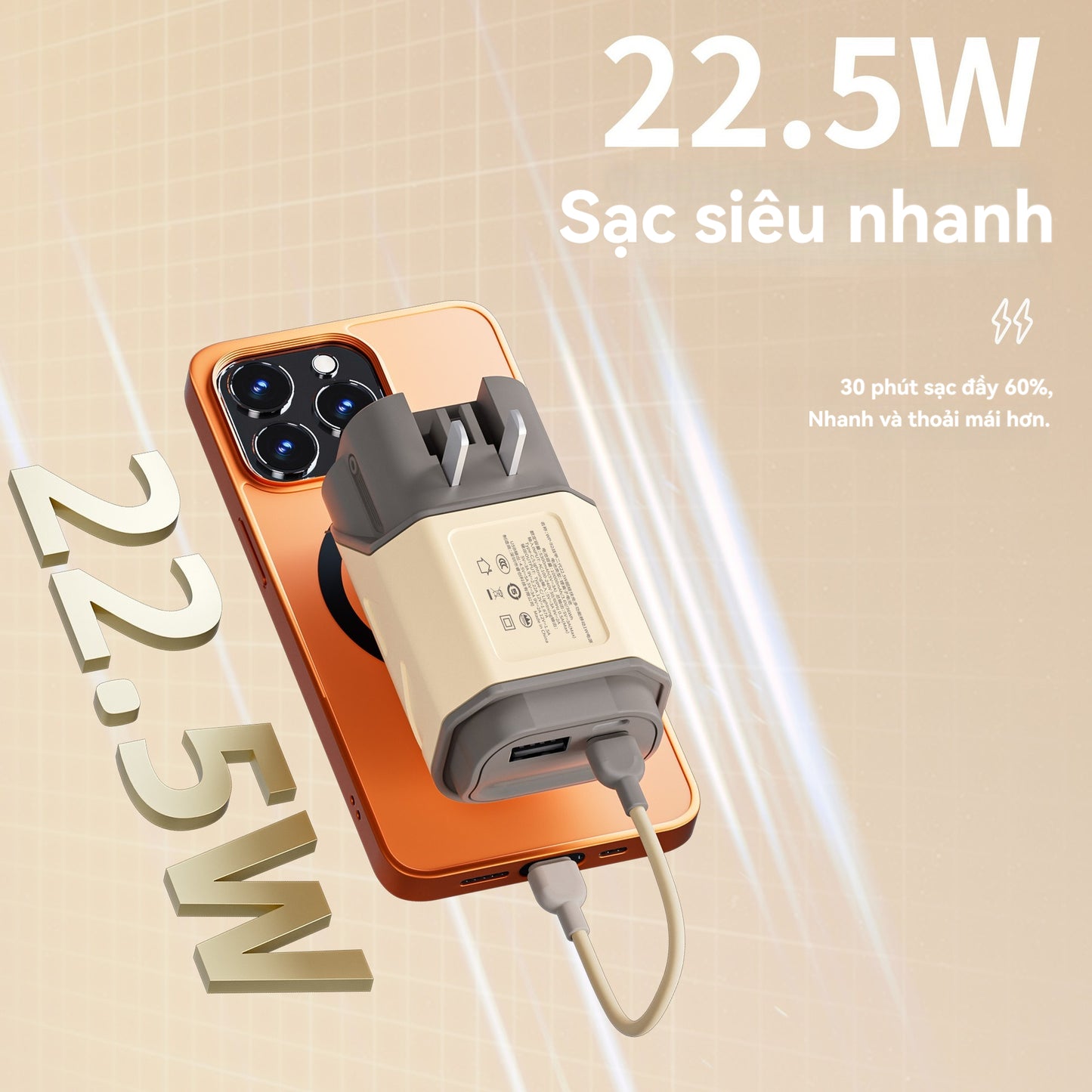 Sạc dự phòng có dây tích hợp sạc nhanh 22,5W